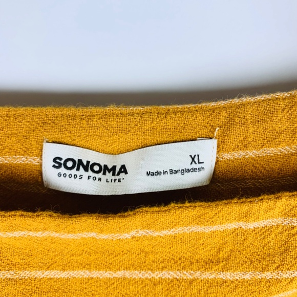 100% Cotton Sonoma boho gold/mustard/yellow striped butterfly sleeve relaxed top - Picture 4 of 11